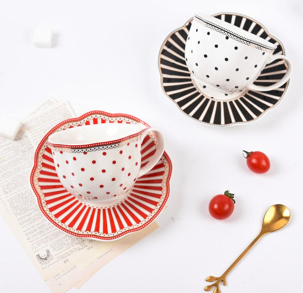 Creative Porcelain Tea Cup Saucer Set, Elegant Modern Ceramic Coffee Cups, Unique Porcelain Cup and Saucer, Afternoon British Tea Cups-ArtWorkCrafts.com