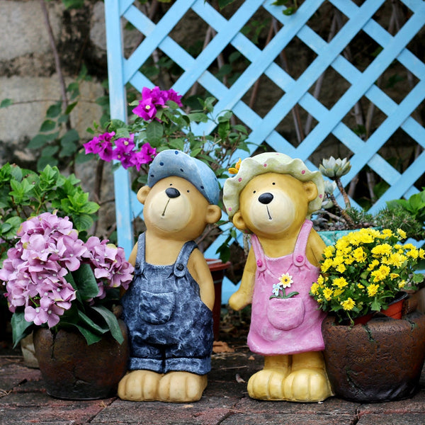 Garden Animal Sculpture Bear Statues, Garden Decor Ideas, Outdoor Garden Decoration, Animal Statues, Garden Ornament, Villa Courtyard Decor-ArtWorkCrafts.com