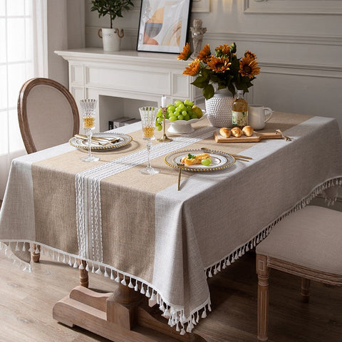 Large Cotton and Linen Rectangle Table Covers for Dining Room Table, Modern Table Cloth for Kitchen, Rectangular Tablecloths for Coffee Table-ArtWorkCrafts.com