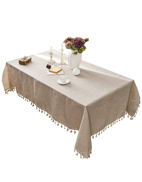 Simple Linen Rectangle Table Cover for Dining Room Table, Large Brown Tablecloth for Home Decoration, Modern Table Cloth, Square Tablecloth for Round Table-ArtWorkCrafts.com