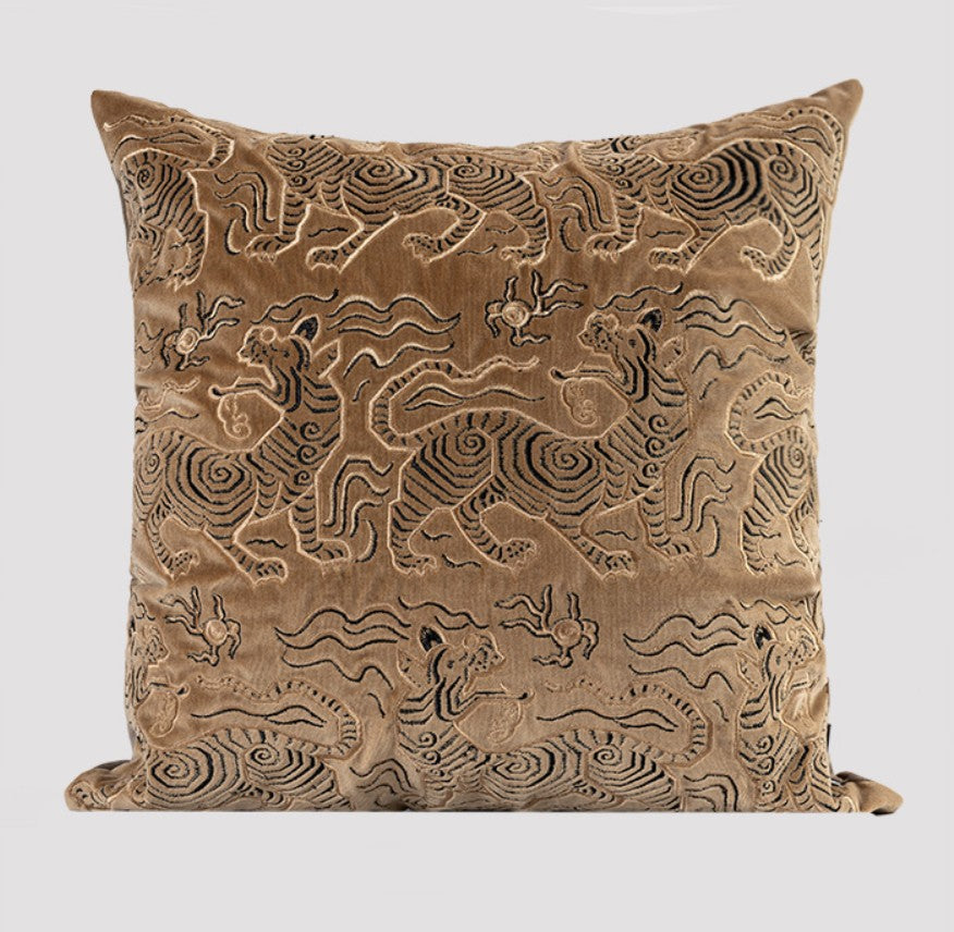 Contemporary Modern Sofa Pillows, Embroidery Tiger Pattern Pillows for Couch, Decorative Throw Pillows for Bedroom, Large Modern Sofa Pillow for Living Room