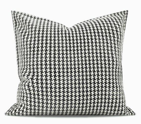 Chequer Modern Sofa Pillows, Large Black and White Decorative Throw Pillows, Contemporary Square Modern Throw Pillows for Couch, Abstract Throw Pillow for Interior Design-ArtWorkCrafts.com