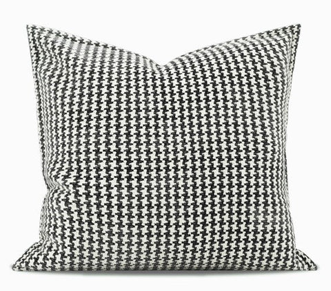 Chequer Modern Sofa Pillows, Large Black and White Decorative Throw Pillows, Contemporary Square Modern Throw Pillows for Couch, Abstract Throw Pillow for Interior Design-ArtWorkCrafts.com