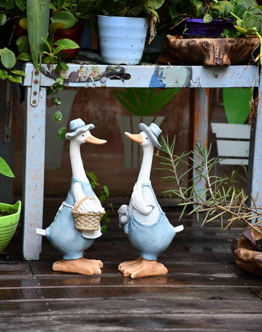 Duck Couple Statue for Garden, Animal Statue for Garden Courtyard Ornament, Villa Outdoor Decor Gardening Ideas-ArtWorkCrafts.com