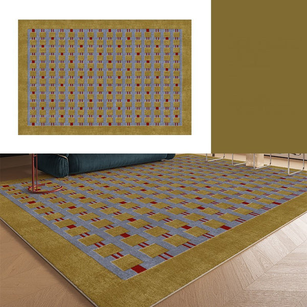 Mid Century Modern Rugs for Living Room, Vintage Area Rugs for Bedroom, Large Contemporary Area Rugs for Dining Room-ArtWorkCrafts.com