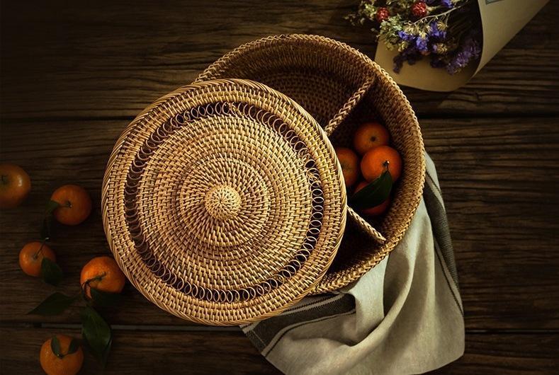 Indonesia Woven Storage Basket, Small Food and Snacks Basket, Kitchen Storage Basket, Storage Basket for Dining Room-ArtWorkCrafts.com