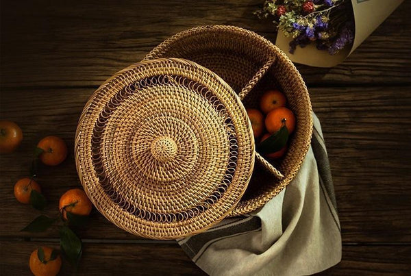 Indonesia Woven Storage Basket, Small Food and Snacks Basket, Kitchen Storage Basket, Storage Basket for Dining Room-ArtWorkCrafts.com