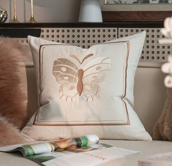 Decorative Pillow Arrangement Ideas for Couch, Modern Decorative Pillows for Bedroom, Embroidered Butterfly Pillow Covers, Large Decorative Throw Pillows for Living Room-ArtWorkCrafts.com