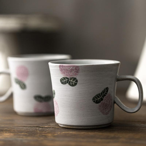 Handmade Pottery Coffee Cup, 10 oz Rose Ceramic Coffee Mug, Cappuccino Coffee Cup, Tea Cup-ArtWorkCrafts.com