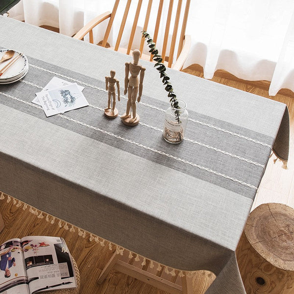 Dining Room Table Large Rectangle Table Cover, Modern Rectangular Table Cloth for Oval Table, Cotton and Linen Tablecloth for Kitchen-ArtWorkCrafts.com