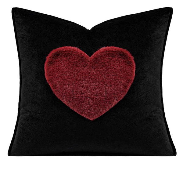 Red Heart Shape Modern Pillows for Couch, Decorative Pillow Covers, Abstract Decorative Throw Pillows for Living Room, Large Modern Sofa Pillow Cases-ArtWorkCrafts.com