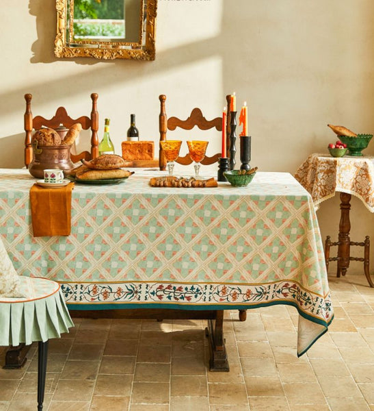Long Rectangle Tablecloth for Dining Room Table, British Mid Century Fiberflax Tablecloth, Square Tablecloth for Coffee Table, Farmhouse Table Cloth, Wedding Tablecloth, Waterproof Tablecloth-ArtWorkCrafts.com