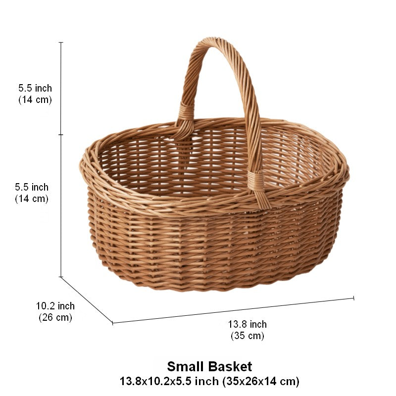 Lovely Willow Weaving Baskets for Vegetable, Large Picnic Food Basket with Handle, Natural Hand-woven Wicker Storage Basket, Natural Fruit Basket, Kitchen Storage Baskets-ArtWorkCrafts.com