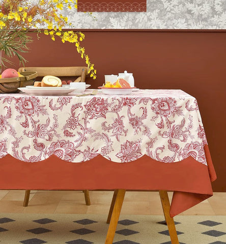 Extra Large Rectangle Tablecloth for Dining Room Table, Country Farmhouse Tablecloth, Flowers Pattern Rustic Table Covers for Kitchen, Square Tablecloth for Round Table-ArtWorkCrafts.com
