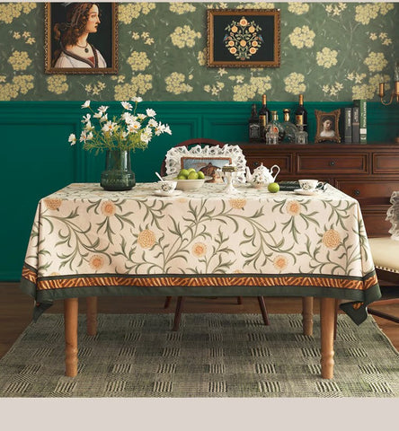 Spring Flower Farmhouse Table Cloth, Wedding Tablecloth, Modern Rectangle Tablecloth Ideas for Dining Table, Square Tablecloth for Coffee Table-ArtWorkCrafts.com