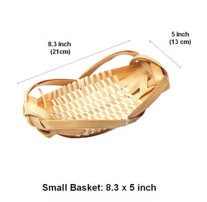 Natural Hand-woven Bamboo Basket, Lovely Cute Picnic Food Basket, Bamboo Basket for Food, Natural Fruit Basket Kitchen Storage Baskets-ArtWorkCrafts.com
