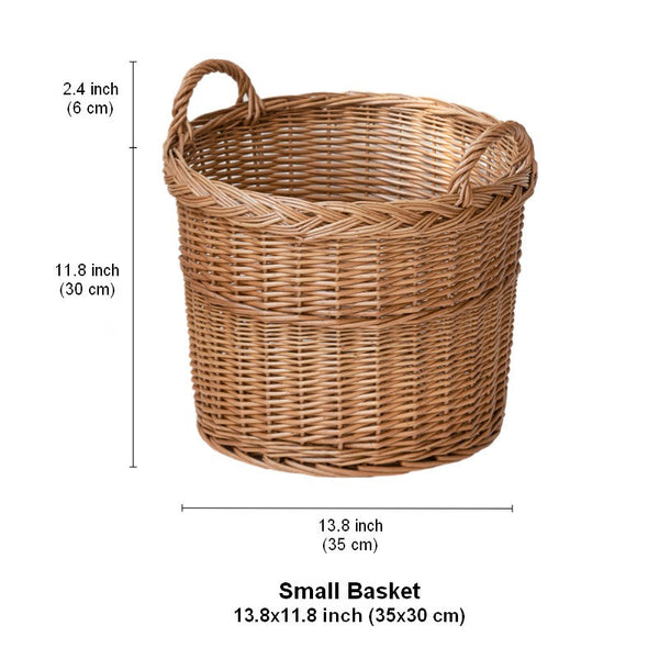Round Storage Basket for Clothes, Natural Hand-woven Wicker Storage Basket for Clothes, Extra Large Kitchen Storage Baskets, Willow Weaving Baskets for Clothes-ArtWorkCrafts.com