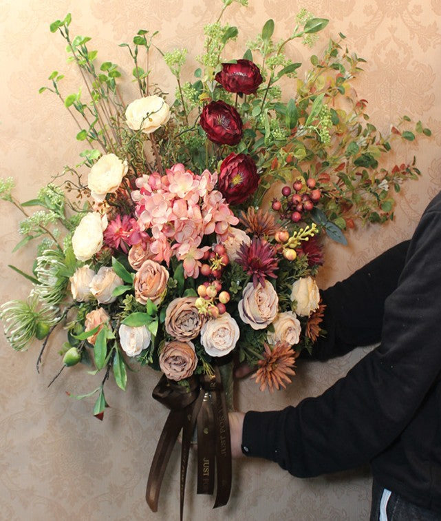 Modern Large Bunch of Flowers Arrangement Interior Design, Creative Artificial Floral Arrangement for Bedroom, Creative Faux Silk Floral Bouquet Table Centerpiece-ArtWorkCrafts.com