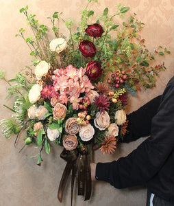 Modern Large Bunch of Flowers Arrangement Interior Design, Creative Artificial Floral Arrangement for Bedroom, Creative Faux Silk Floral Bouquet Table Centerpiece-ArtWorkCrafts.com