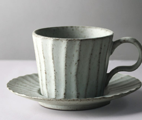 Handmade Pottery Coffee Cup, Creative Ceramic Coffee Cup with Saucer, Unique Tea Cup and Saucer, Modern Tea Cup Set for Traditional Afternoon Tea-ArtWorkCrafts.com