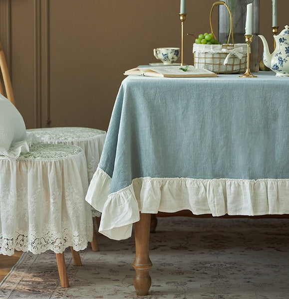 Long Rectangle Tablecloth for Dining Room Table, Blue Modern Table Cloth, Extra Large Tablecloth for Home Decoration, Square Tablecloth for Round Table-ArtWorkCrafts.com