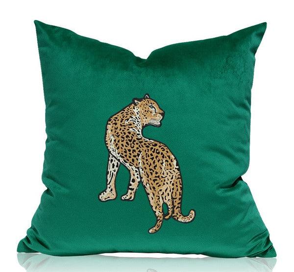 Modern Sofa Pillows, Green Decorative Pillows for Living Room, Contemporary Throw Pillows, Cheetah Decorative Cushion-ArtWorkCrafts.com