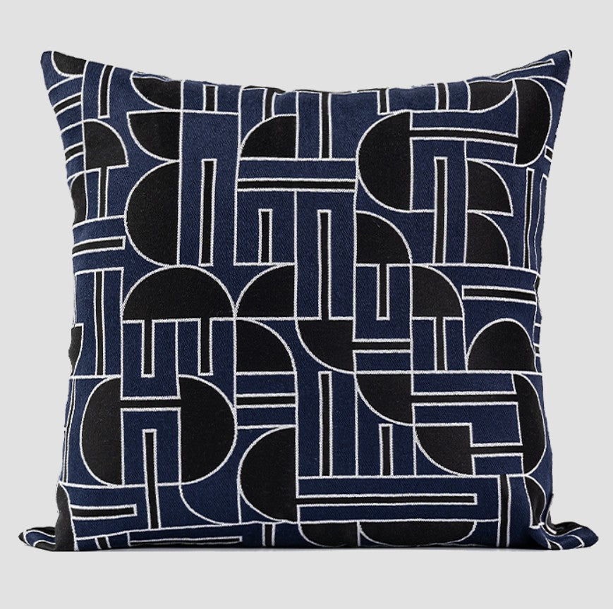 Abstract Decorative Throw Pillows, Geometric Contemporary Pillows, Blue Square Modern Throw Pillows for Couch, Large Simple Throw Pillow for Interior Design-ArtWorkCrafts.com