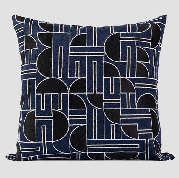 Abstract Decorative Throw Pillows, Geometric Contemporary Pillows, Blue Square Modern Throw Pillows for Couch, Large Simple Throw Pillow for Interior Design-ArtWorkCrafts.com
