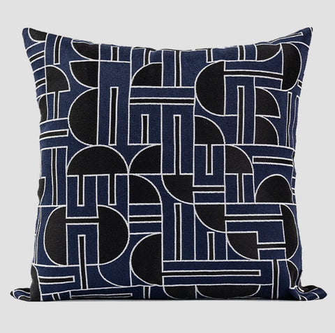 Abstract Decorative Throw Pillows, Geometric Contemporary Pillows, Blue Square Modern Throw Pillows for Couch, Large Simple Throw Pillow for Interior Design-ArtWorkCrafts.com