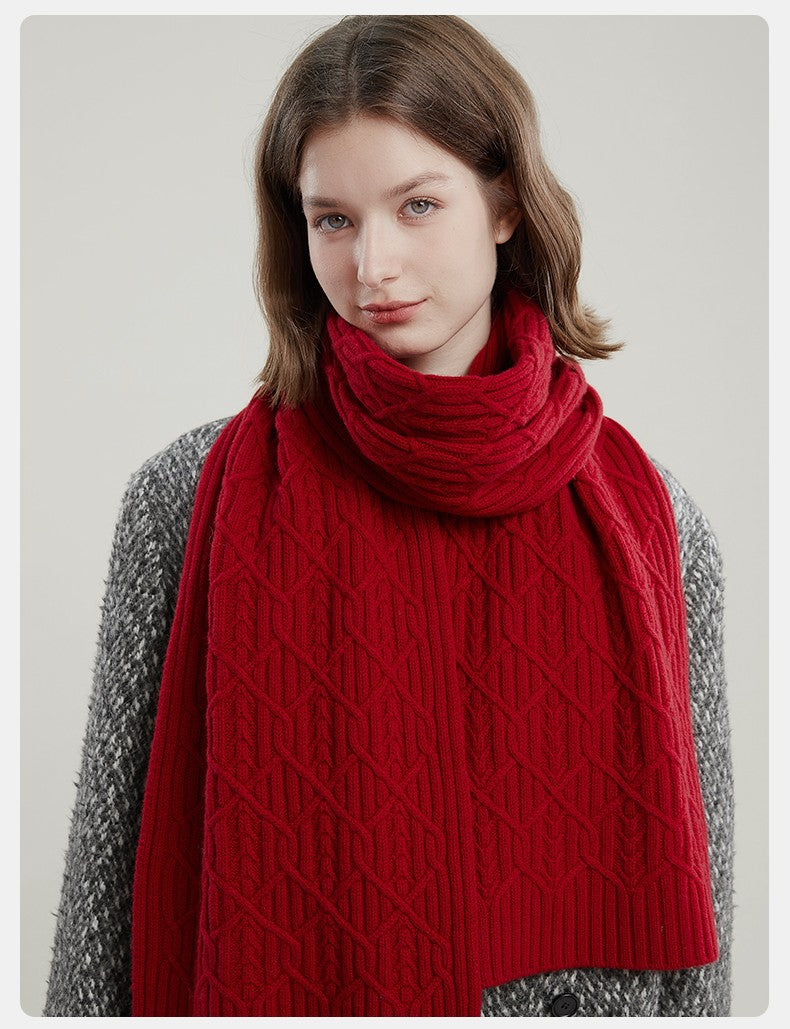 Cold Weather Scarf, Casual Scarf for Women, Fashion Designer Scarf, Red Winter Scarf, Modern Wool Scarf for Women, Soft Cashmere Scarf for Women-ArtWorkCrafts.com