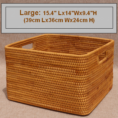 Extra Large Storage Baskets for Living Room, Storage Baskets for Clothes, Rectangular Storage Basket for Shelves, Woven Rattan Storage Basket for Kitchen-ArtWorkCrafts.com