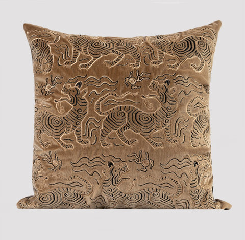 Contemporary Modern Sofa Pillows, Embroidery Tiger Pattern Pillows for Couch, Decorative Throw Pillows for Bedroom, Large Modern Sofa Pillow for Living Room-ArtWorkCrafts.com