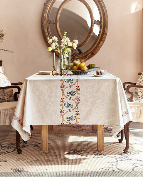 Spring Flower Table Covers for Round Table, Large Modern Rectangle Tablecloth for Dining Table, Farmhouse Table Cloth for Oval Table, Square Tablecloth for Kitchen-ArtWorkCrafts.com