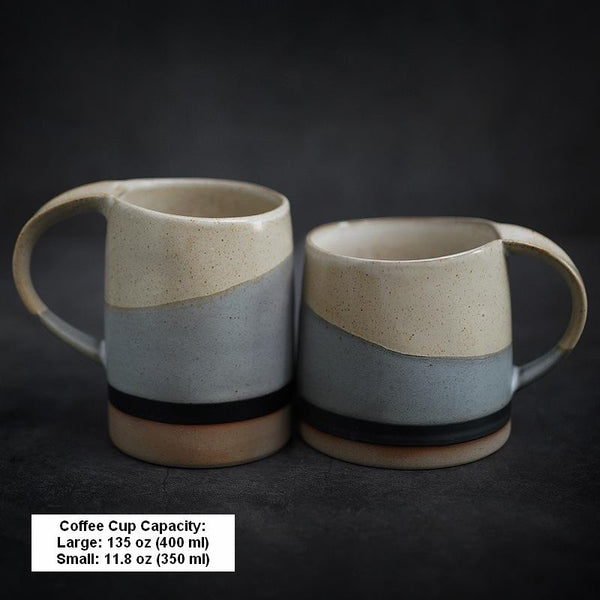 Black Pottery Coffee Cup, Ceramic Coffee Mug, Latte Coffee Cup, Handmade Coffee Cup, Large Tea Cup-ArtWorkCrafts.com