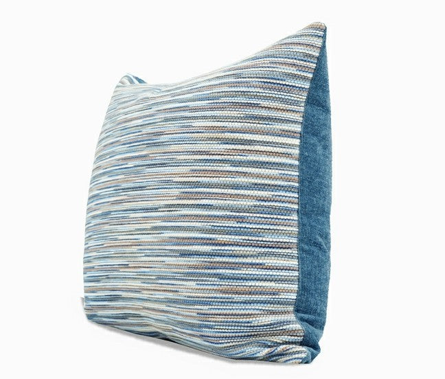 Abstract Blue Modern Sofa Pillows For Interior Design, Ocean Wave Pattern Decorative Throw Cushions, Contemporary Art Pillow Covers For Living Room, Blue Abstract Linen Pillows