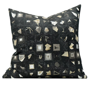 Abstract Black Decorative Throw Pillows, Geomeric Contemporary Square Modern Throw Pillows for Couch, Large Simple Throw Pillow for Interior Design-ArtWorkCrafts.com