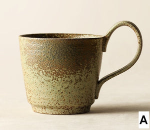 Large Modern Handmade Pottery Coffee Cup, Creative Brown Green Blue Ceramic Coffee Mugs, Large Unique Tea Cup, Large Capacity Coffee Cups-ArtWorkCrafts.com