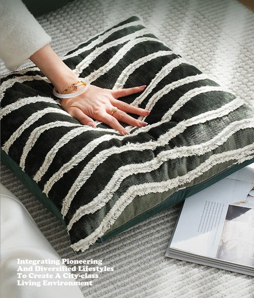 Large Simple Throw Pillow for Bedroom, Contemporary Pillows, Abstract Decorative Throw Pillows, Green Square Modern Throw Pillows for Couch-ArtWorkCrafts.com