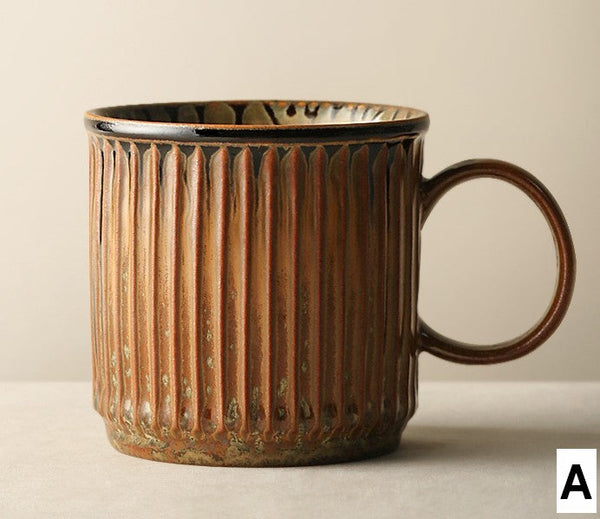 Unique Tea Cup, 10 oz Creative Brown Green Ceramic Coffee Mugs, Large Modern Handmade Pottery Coffee Cup, Large Capacity Coffee Mugs-ArtWorkCrafts.com