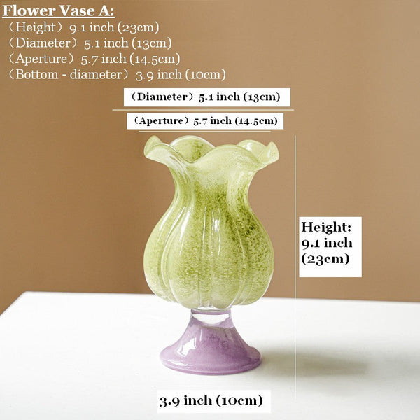 Centerpiece Contemporary Vases on Table, Modern Glass Vase for Flowers, Mid Century Glass Vases, Handmade Modern Vases for Living Room, Unique Decorative Glass Vase-ArtWorkCrafts.com