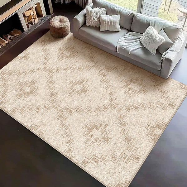 Contemporary Abstract Rugs under Dining Room Table, Modern Geometric Carpets for Bedroom, Modern Living Room Rug Placement Ideas-ArtWorkCrafts.com