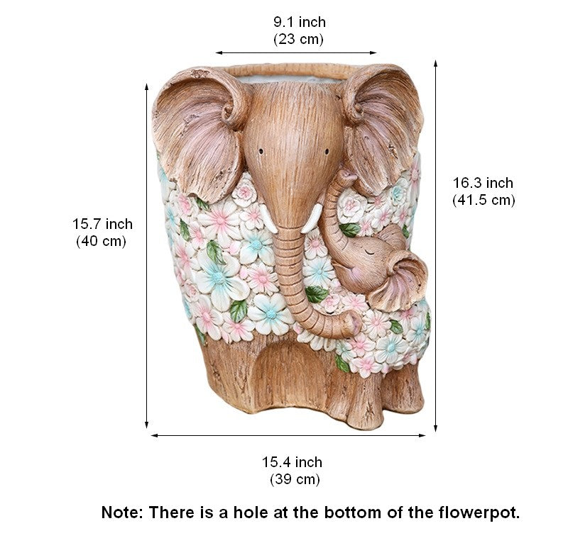Beautiful Elephant Flowerpot, Modern Garden Flower Pot, Unique Animal Statue for Garden Ornaments, Resin Statue for Garden, Villa Outdoor Decor Gardening Ideas-ArtWorkCrafts.com