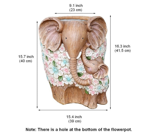 Beautiful Elephant Flowerpot, Modern Garden Flower Pot, Unique Animal Statue for Garden Ornaments, Resin Statue for Garden, Villa Outdoor Decor Gardening Ideas-ArtWorkCrafts.com