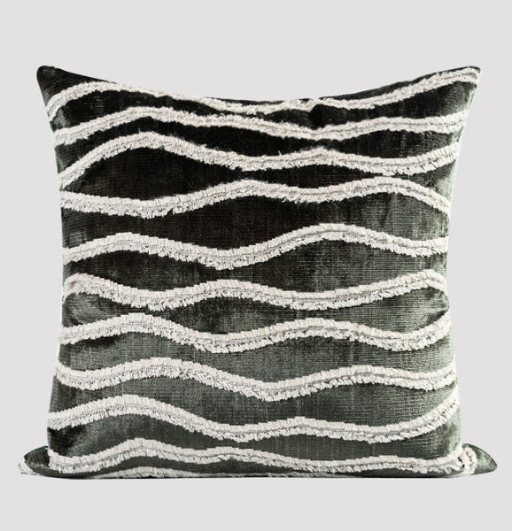 Large Simple Throw Pillow for Bedroom, Contemporary Pillows, Abstract Decorative Throw Pillows, Green Square Modern Throw Pillows for Couch-ArtWorkCrafts.com