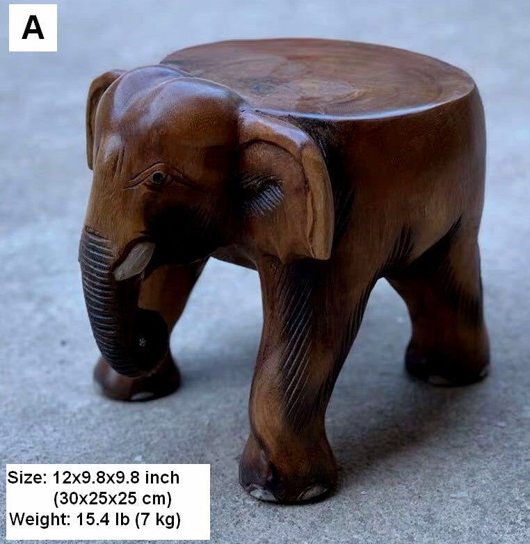 Elephant Wooden Stool, Elephant Sofa Stool, Dining Table Stool, Handmade Solid Wood low Stool, Creative Shoe-changing Stool-ArtWorkCrafts.com