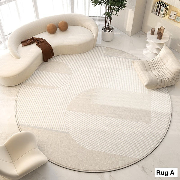 Living Room Contemporary Modern Rugs, Modern Area Rugs for Bedroom, Geometric Round Rugs for Dining Room, Circular Modern Rugs under Chairs-ArtWorkCrafts.com