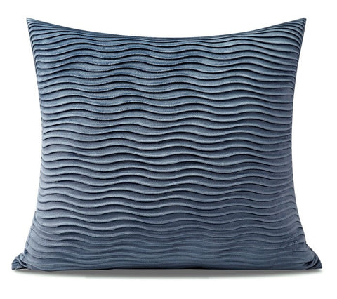Abstract Blue Decorative Throw Pillows, Large Simple Throw Pillow for Interior Design, Geomeric Contemporary Square Modern Throw Pillows for Couch-ArtWorkCrafts.com