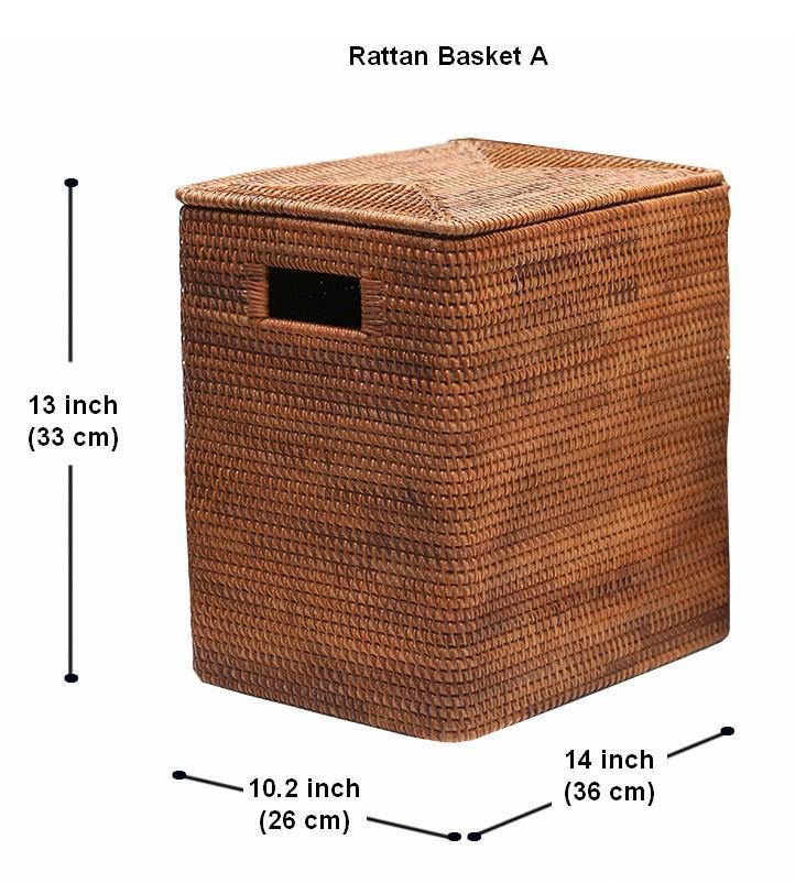 Large Storage Baskets for Bathroom, Rectangular Storage Baskets, Rattan Storage Baskets, Laundry Storage Baskets, Storage Baskets for Clothes-ArtWorkCrafts.com