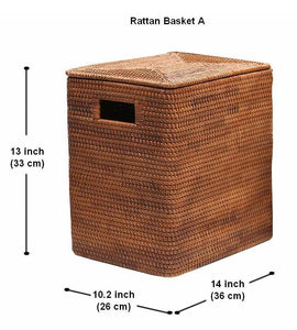 Large Storage Baskets for Bathroom, Rectangular Storage Baskets, Rattan Storage Baskets, Laundry Storage Baskets, Storage Baskets for Clothes-ArtWorkCrafts.com