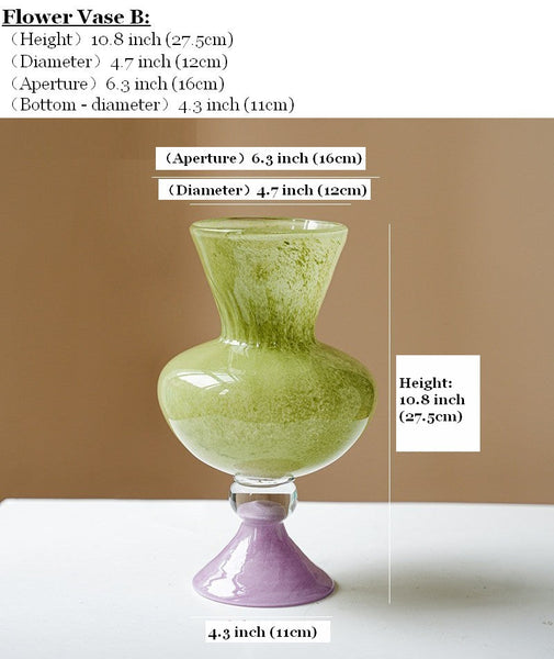 Modern Glass Vase for Flowers, Mid Century Glass Vases, Handmade Modern Vases for Living Room, Unique Decorative Glass Vase, Centerpiece Contemporary Vases on Table-ArtWorkCrafts.com